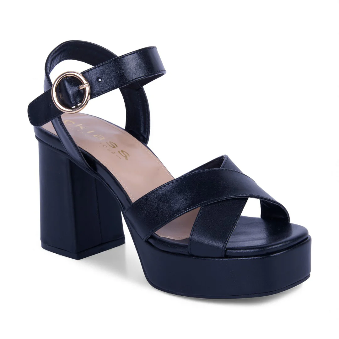 SANDALIA PLATAFORMA Y TACÓN NEGRO HEBILLA 01822