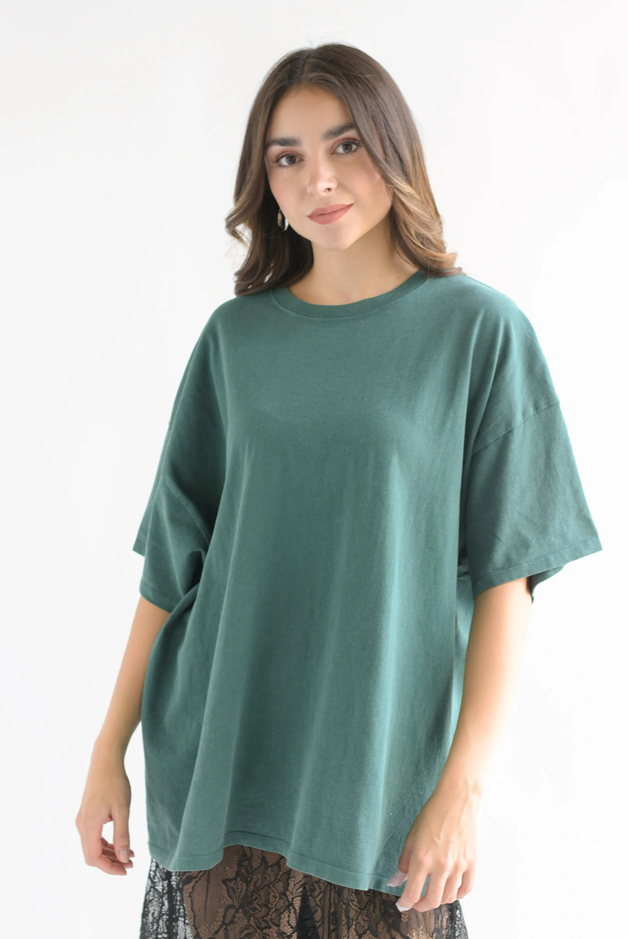 T-Shirt holgada deslavada Verde Esmeralda