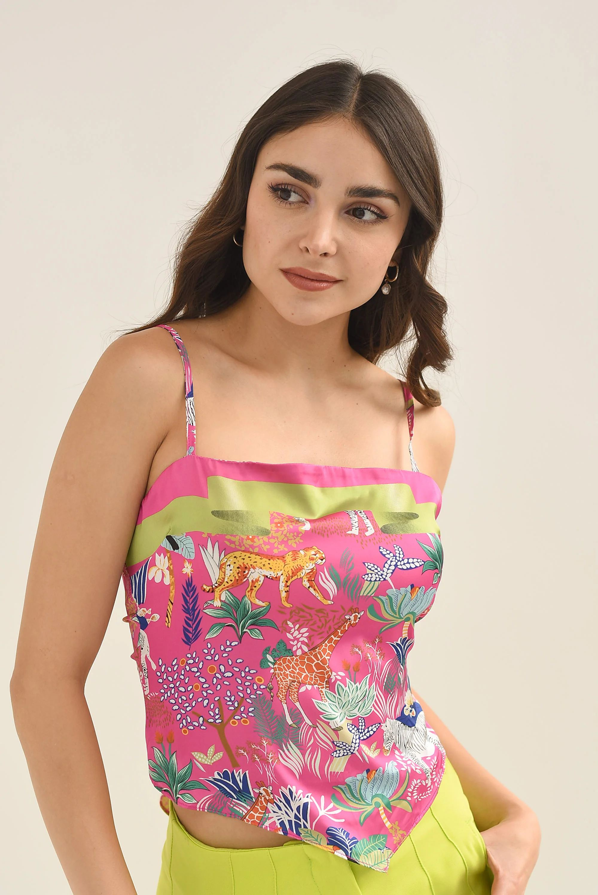 Top tirantes nudo espalda Tropical Rosa