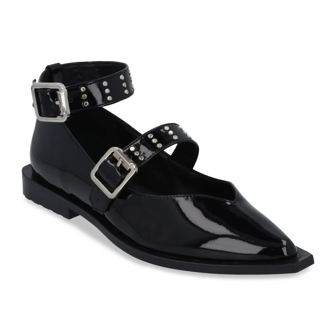 BALERINA PUNTAL NEGRO CON HEBILLAS MUJER 47239