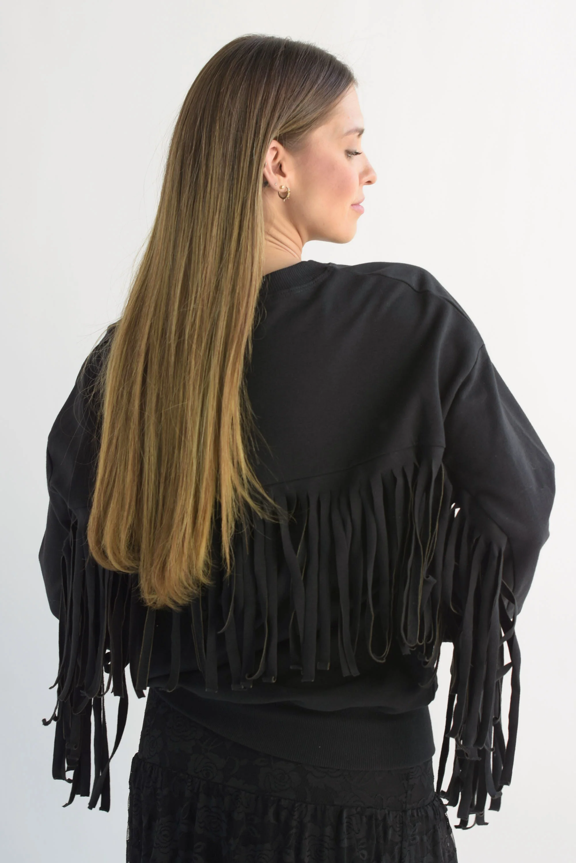 Sudadera flecos cowboy Negra
