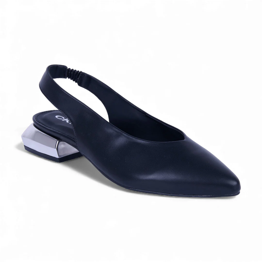 ZAPATILLA DE TACÓN NEGRO METÁLICA 73152