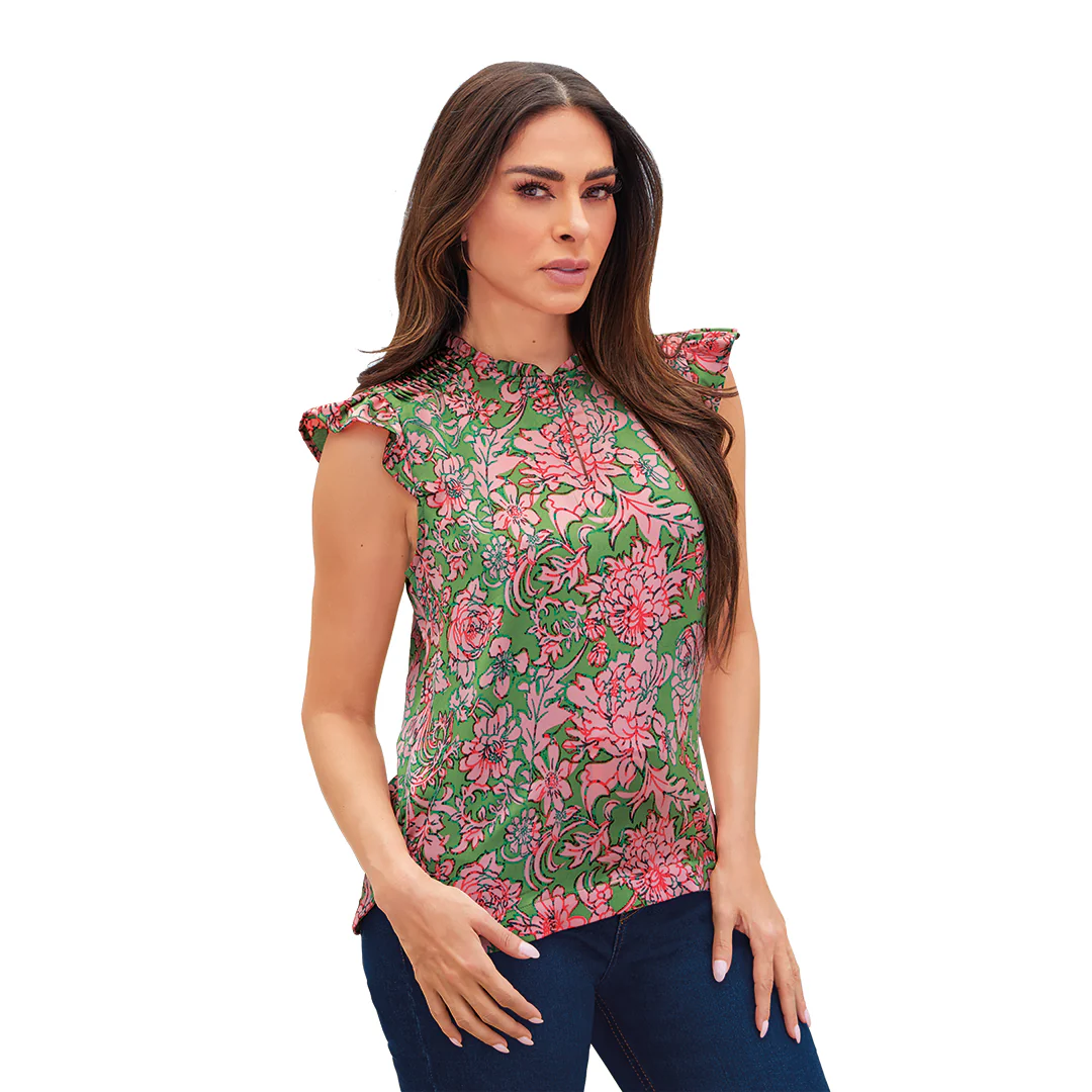 BLUSA MULTICOLOR MANGA VOLADA MUJER 99980