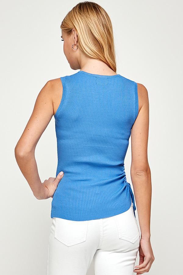 Blusa canalé drapeado Azul