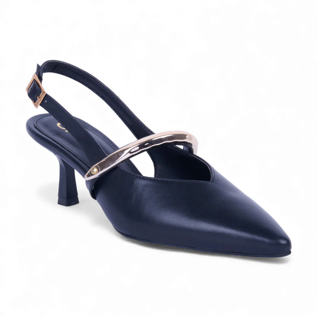 ZAPATILLA DE TACÓN NEGRO CON ADORNO 73153