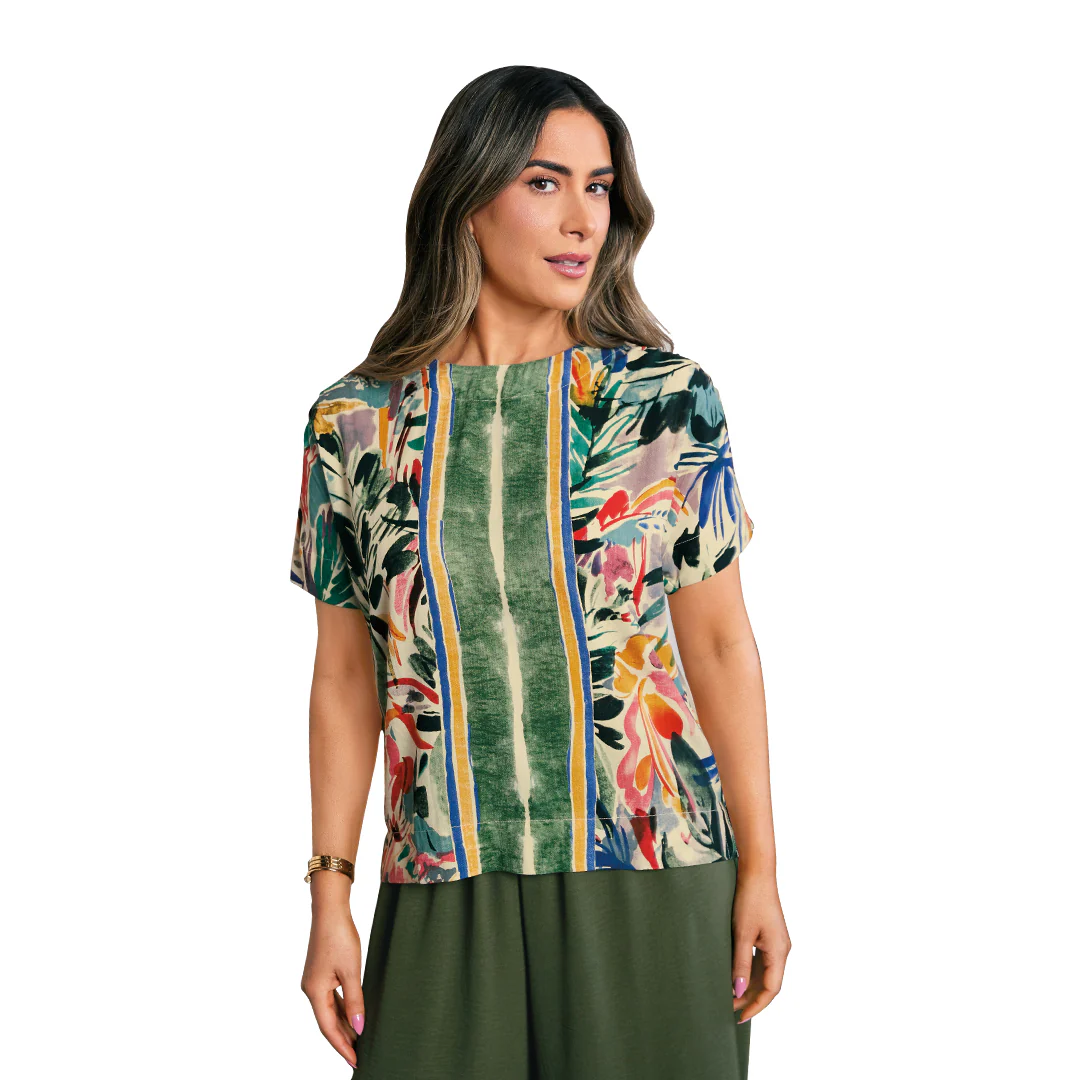 BLUSA MULTICOLOR HOMBRO CAÍDO 93666