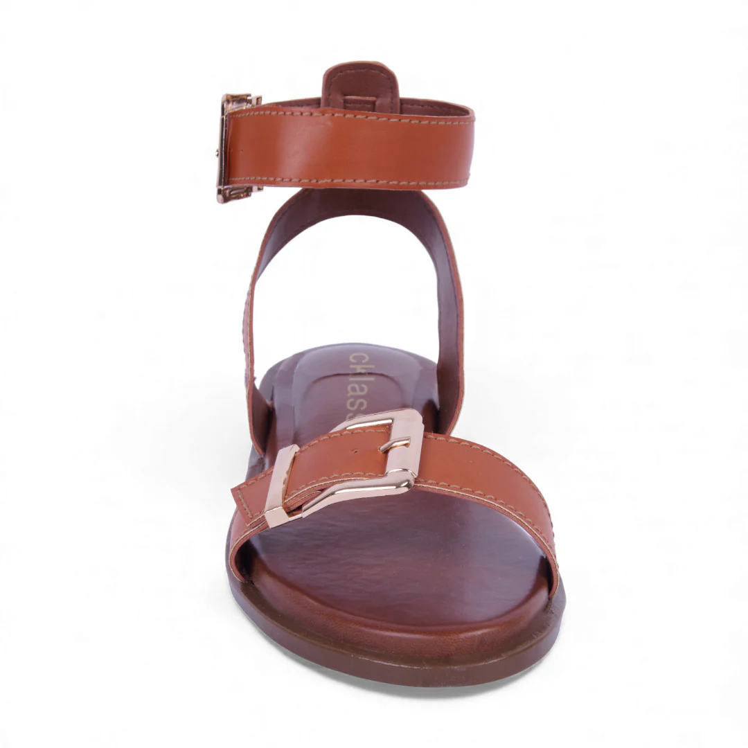 DÚO 524 SANDALIAS DE PISO CAFÉ Y BLANCO PULSERA 40642