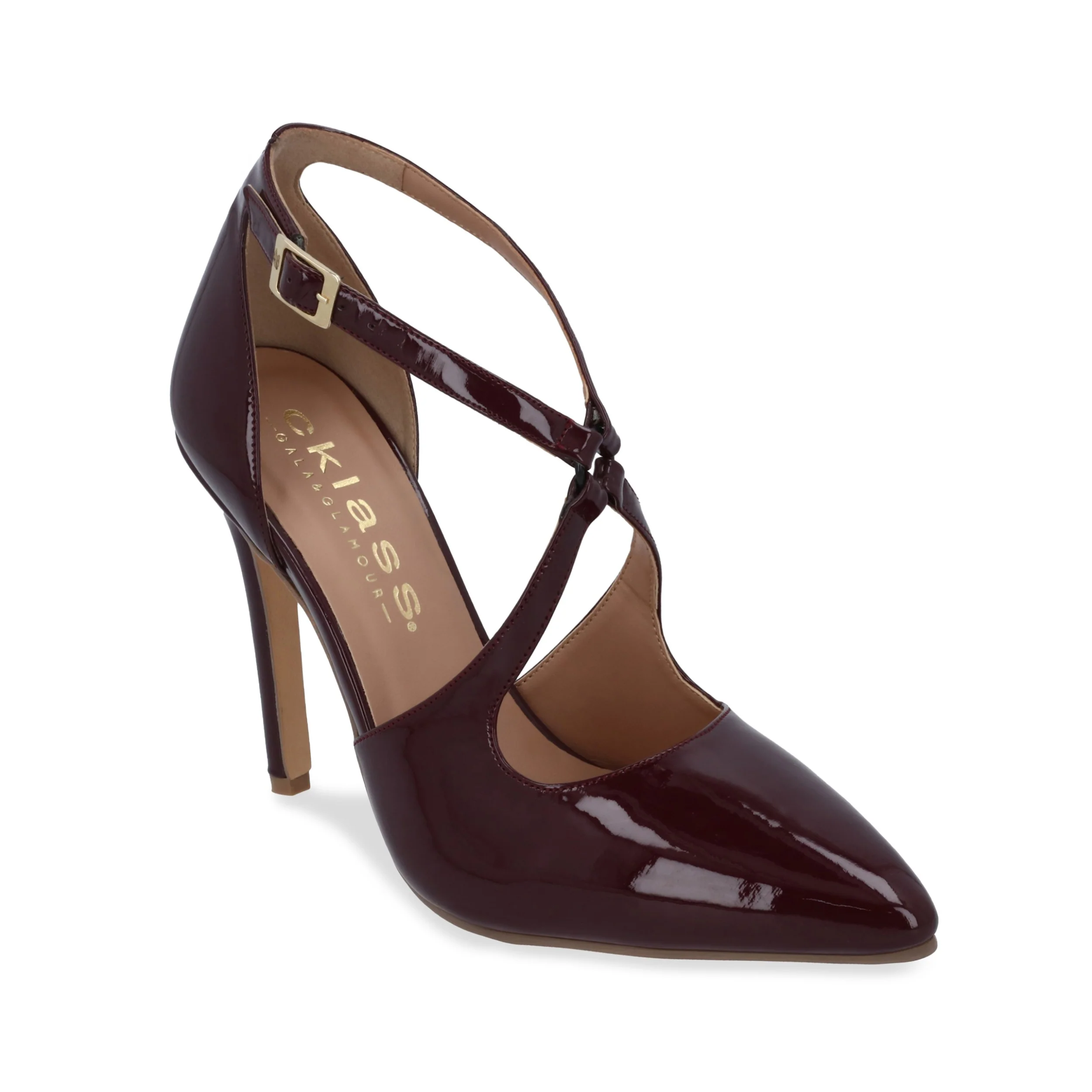 ZAPATILLA DE TACÓN 10CM MUJER TINTO CON HEBILLA 04743