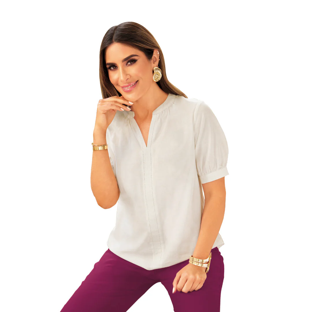 BLUSA BLANCA CUELLO MAO 99297