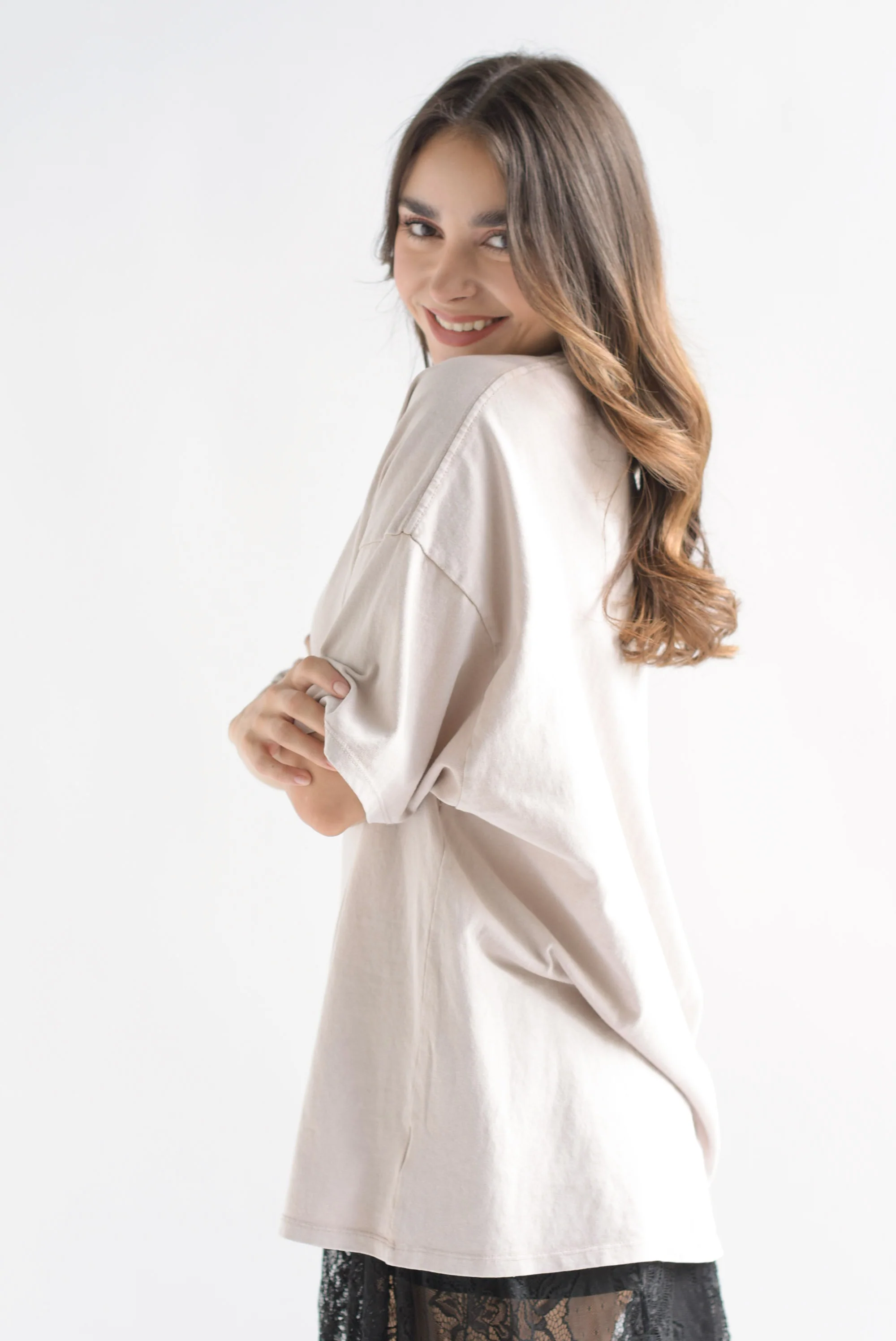 T-Shirt holgada deslavada Beige