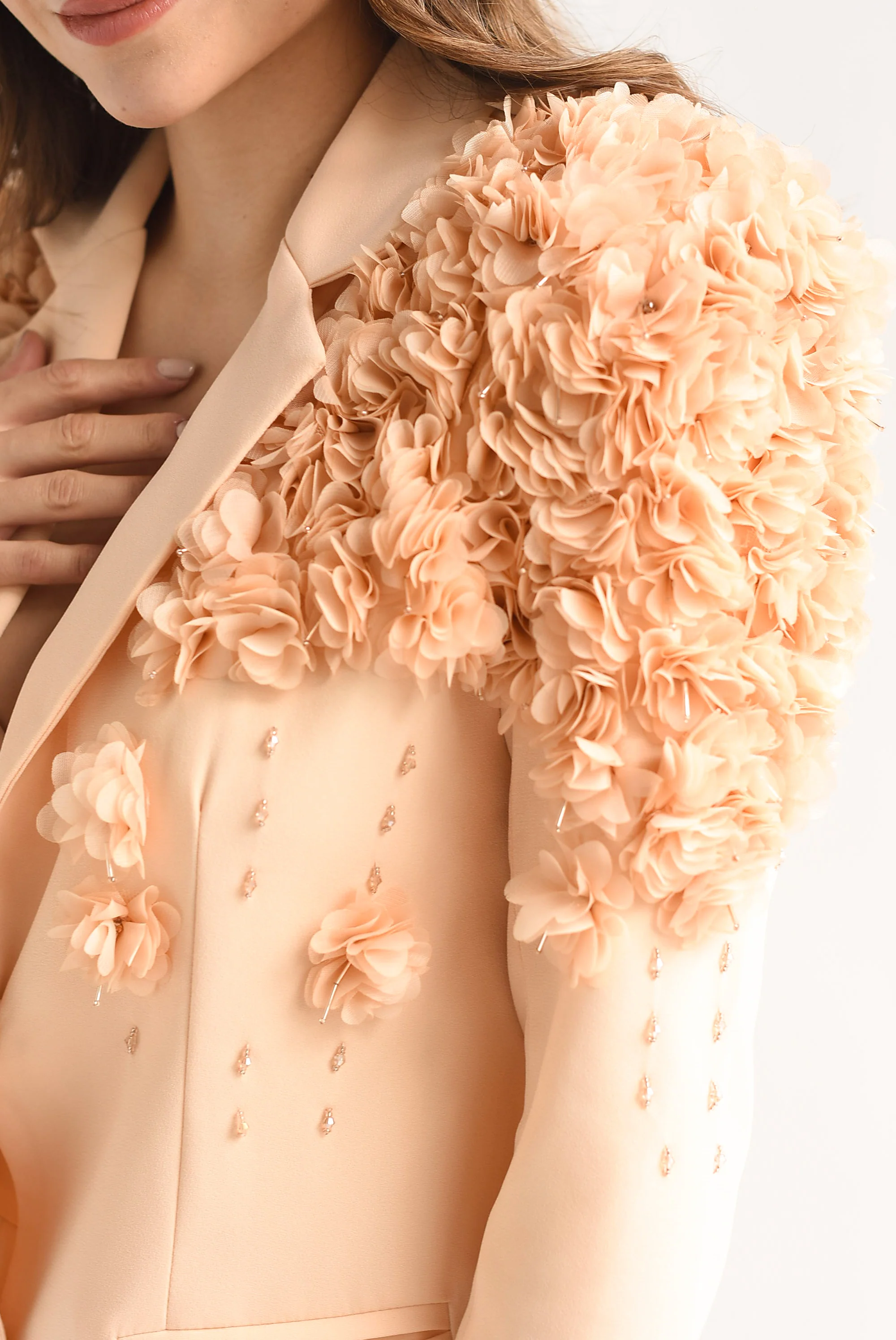 Set Short y Blazer flores 3D Peach