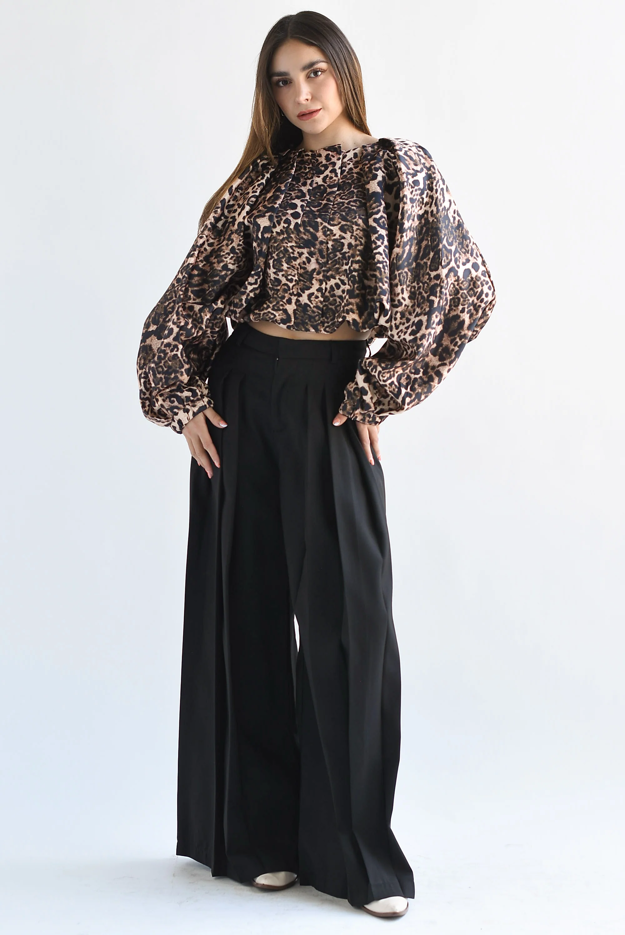 Pantalón de vestir súper wide pinzas Negro