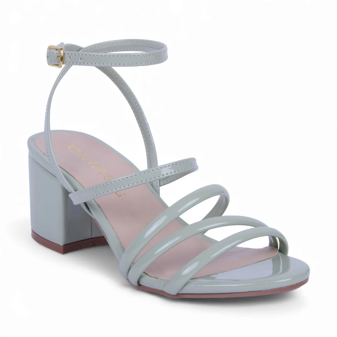 SANDALIA DE TACÓN NEGRO Y VERDE CON TIRAS 04952