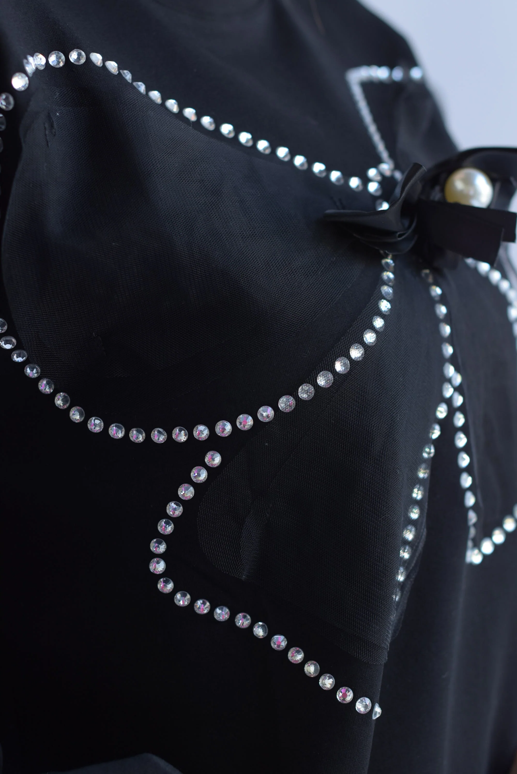 Sudadera moño tulle brillos Negro