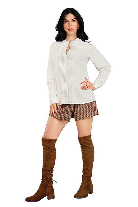 BLUSA IVORY CON ALFORZAS 91374