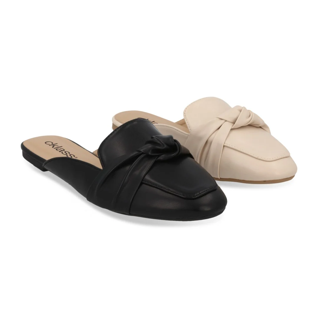 MOCASÍN CASUAL NEGRO Y HUESO CON NUDO DUO 642