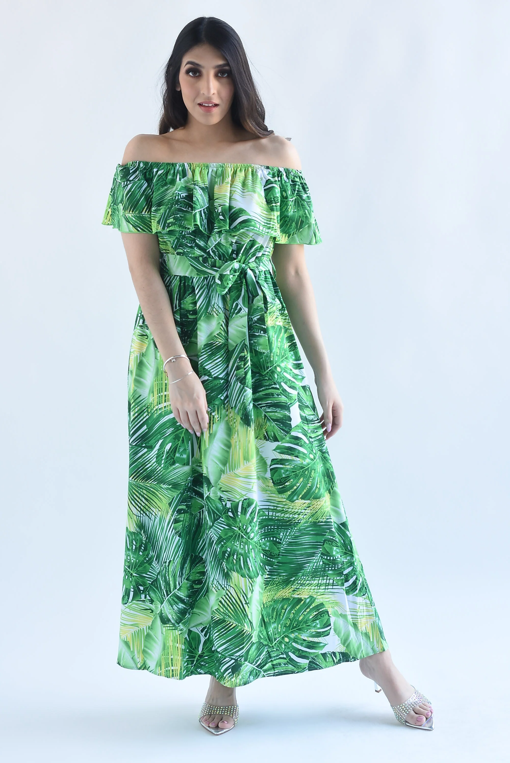 Vestido off-shoulders Tropical