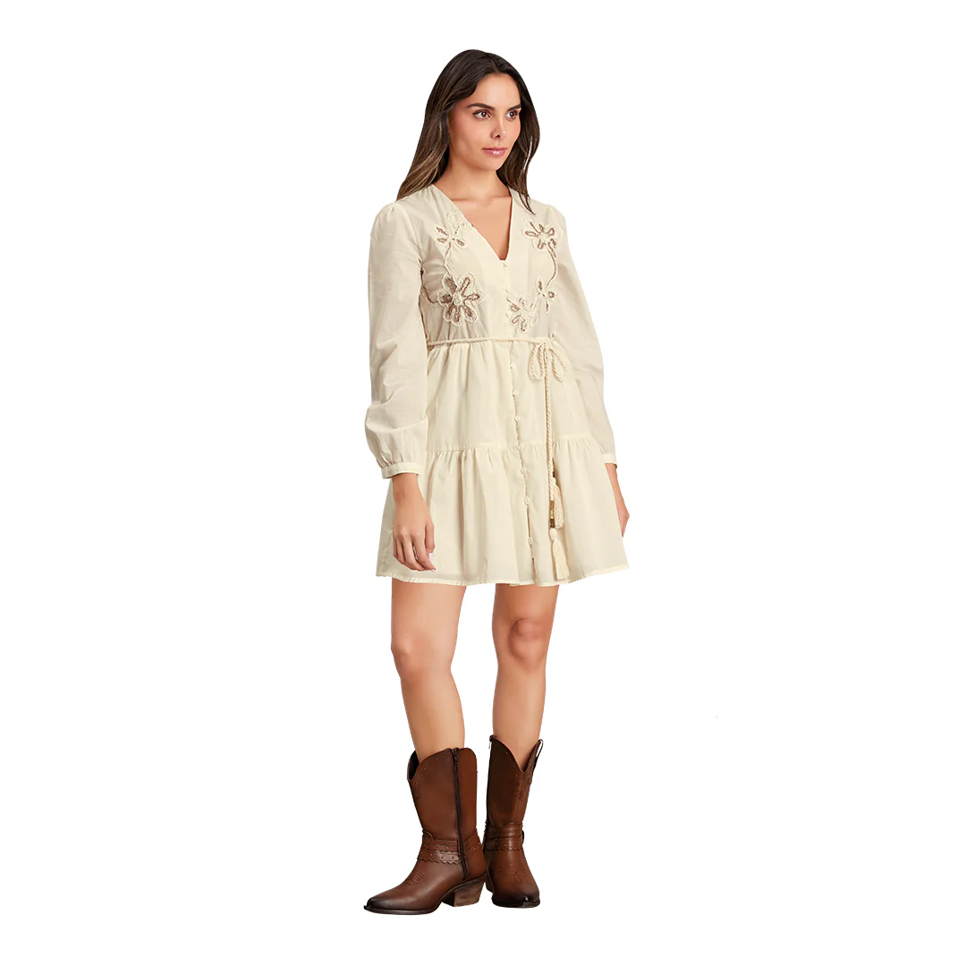 VESTIDO IVORY CAMPESINO CON BORDADOS 92636