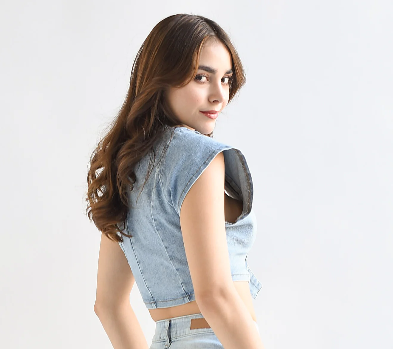 Chaleco tipo blusa Denim