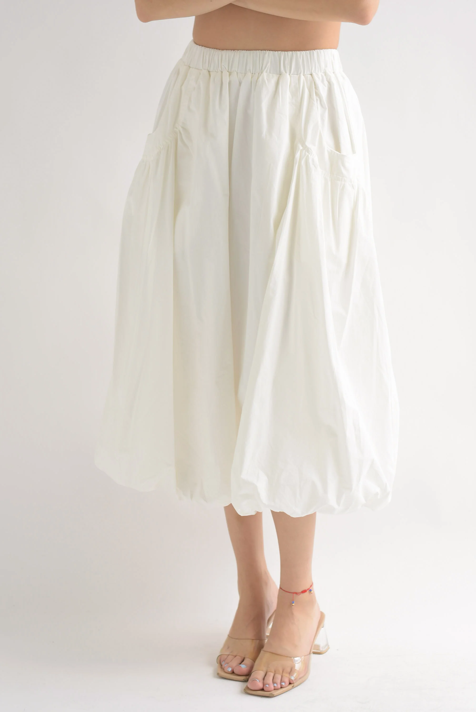 Falda globo bolsillos Blanco