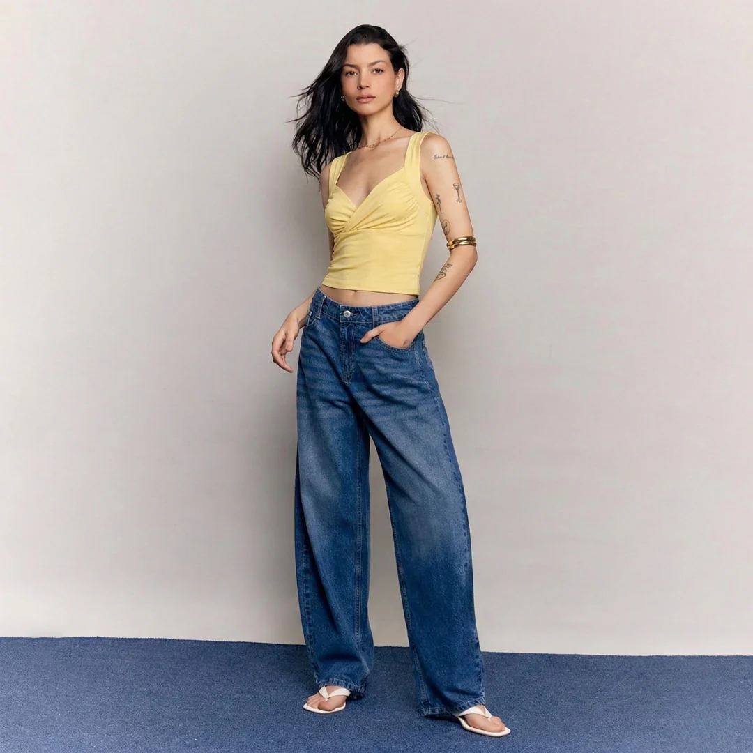 BLUSA ESCOTE CRUZADO SIN MANGAS AMARILLO 90981