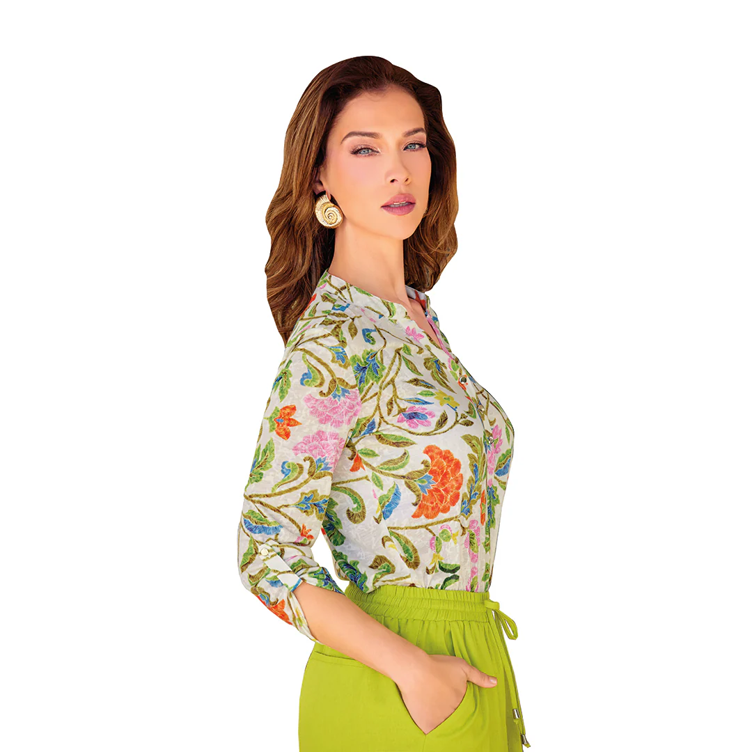 BLUSA MULTICOLOR CUELLO MAO 90494