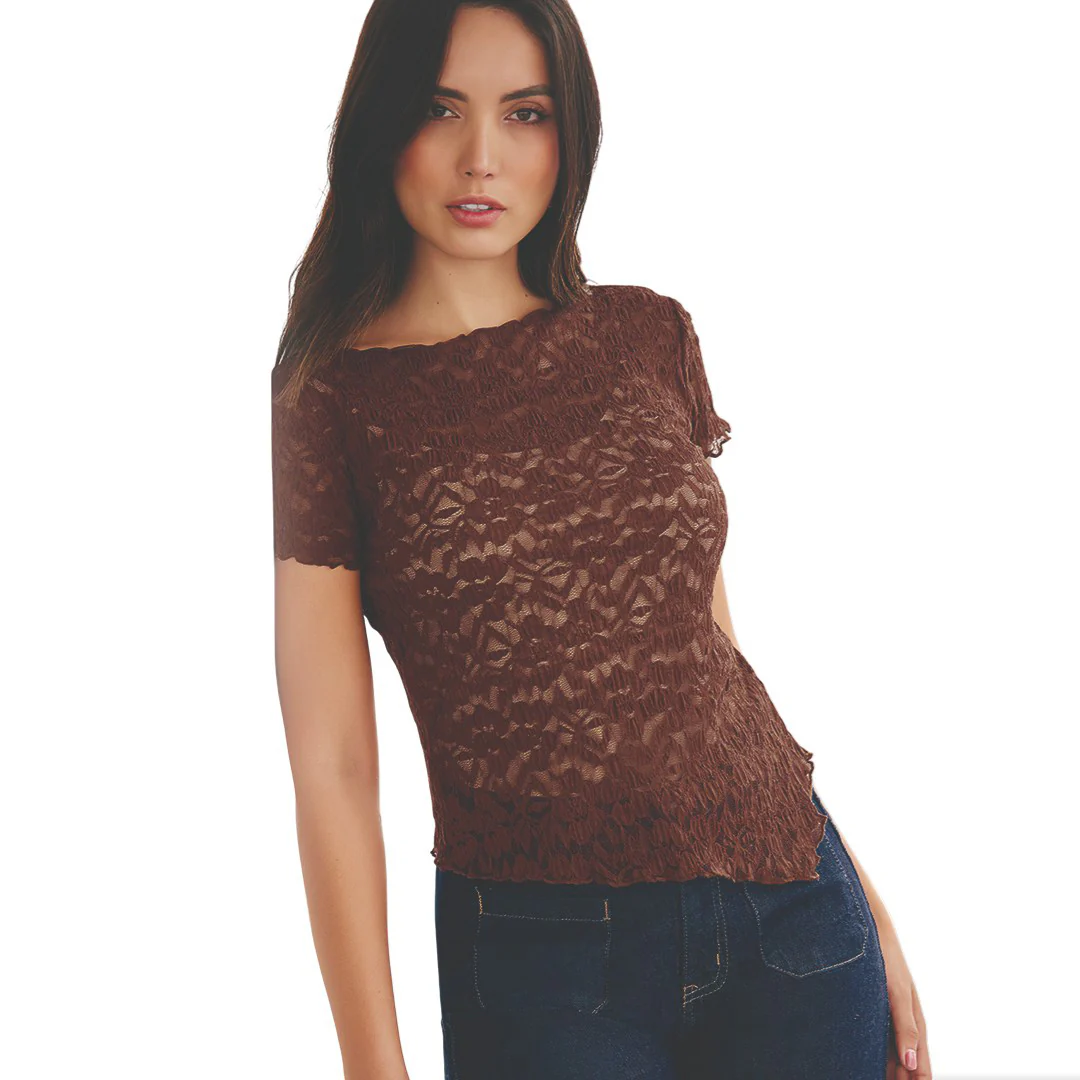 BLUSA CAFÉ ENCAJE 94182