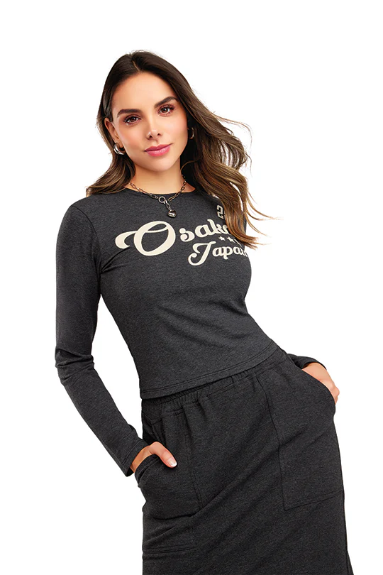 BLUSA GRIS ESTAMPADA 21237