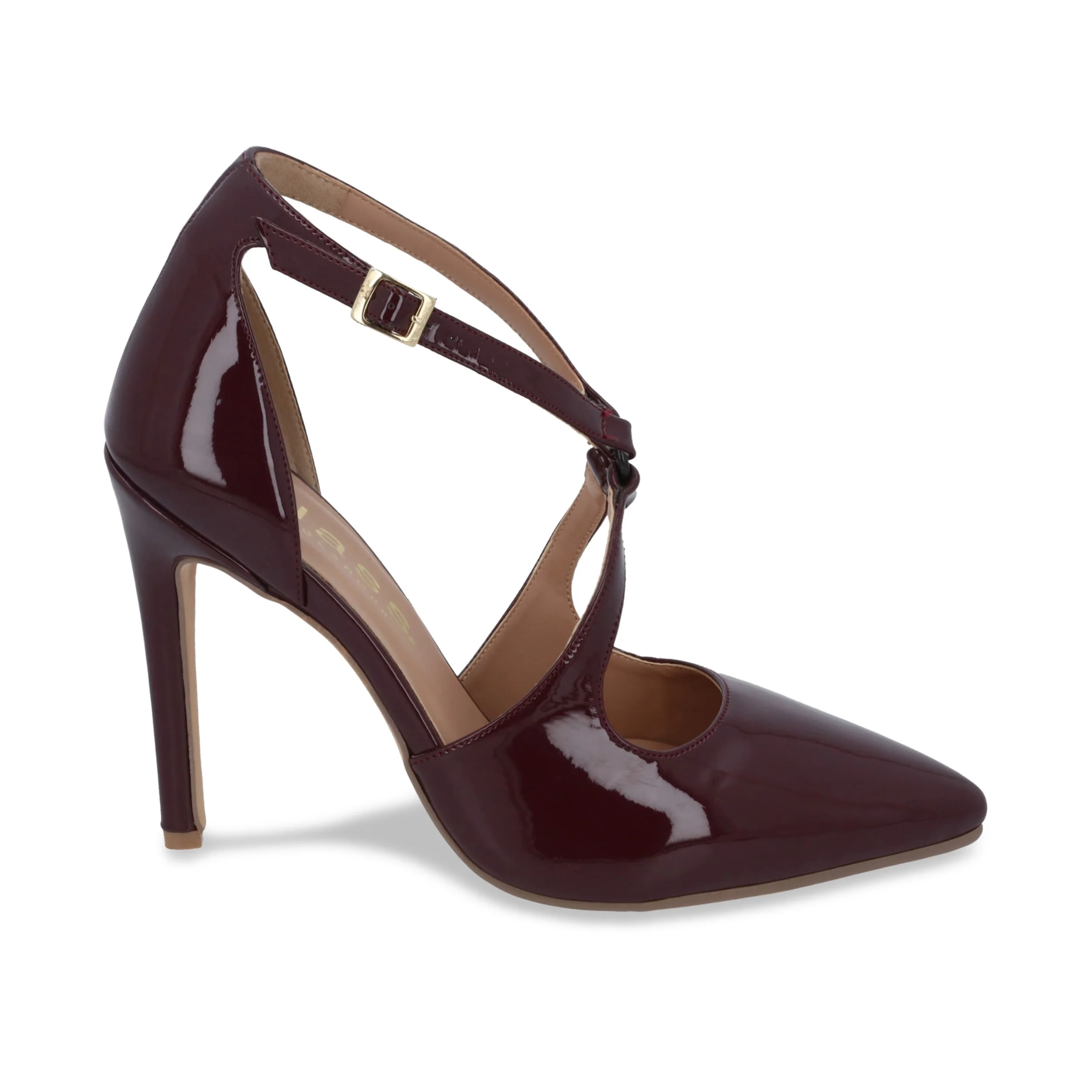 ZAPATILLA DE TACÓN 10CM MUJER TINTO CON HEBILLA 04743