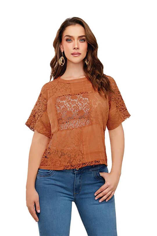BLUSA ESTILO PATCHWORK CON BORDADO 96066