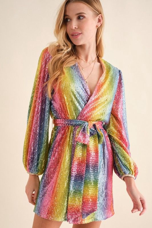 Vestido envolvente lentejuela Multicolor
