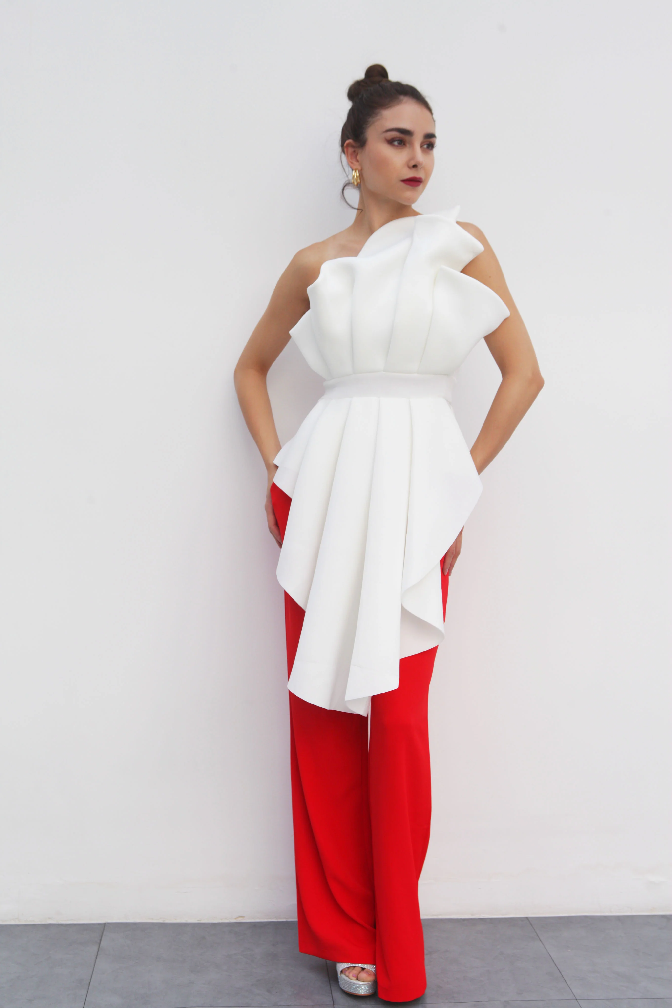 Pantalón de vestir pierna ancha Rojo