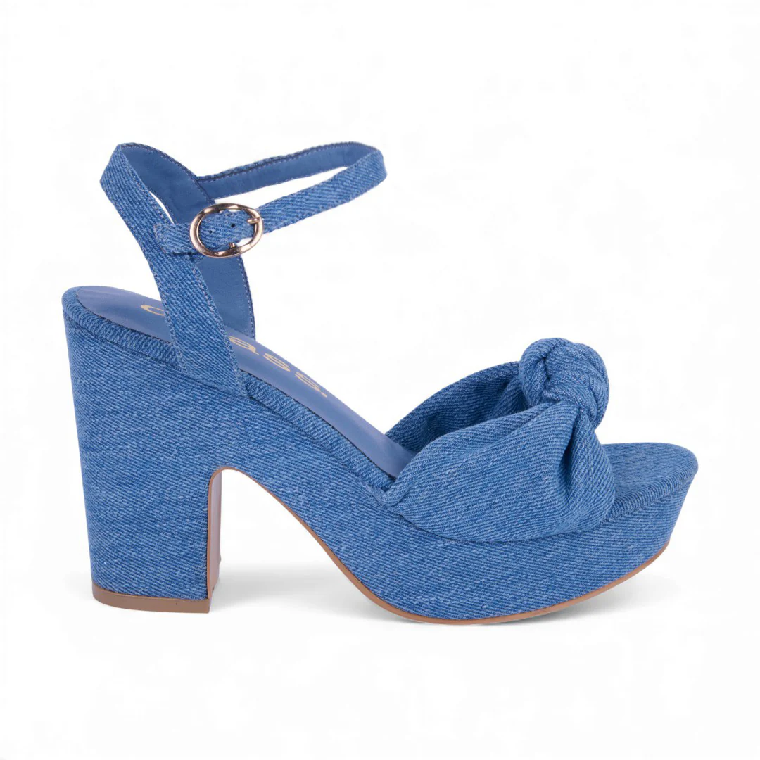 SANDALIA MEDIA PLATAFORMA MEZCLILLA CON MOÑO 21747