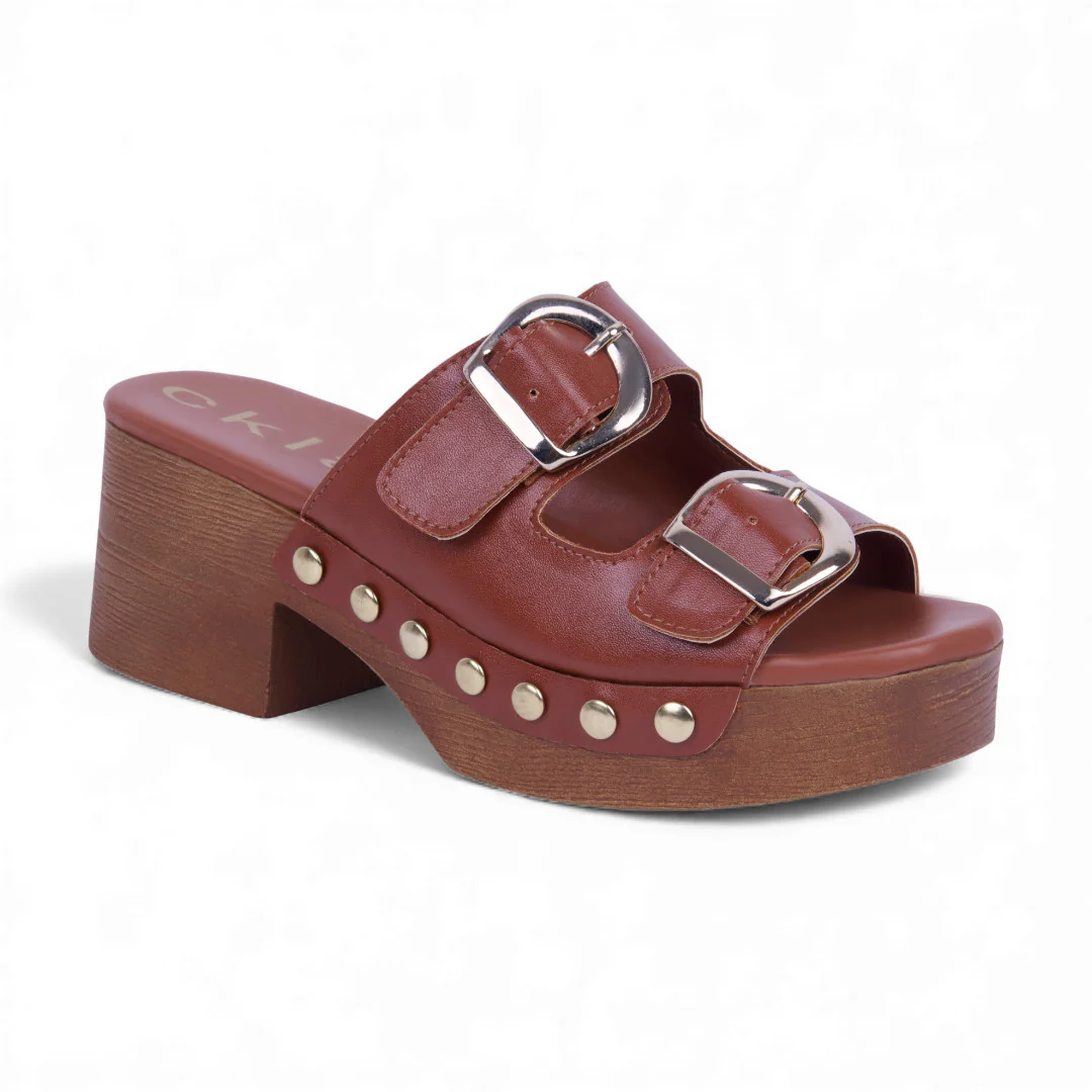 SUECO DE TACÓN MIEL CON HEBILLAS 67144