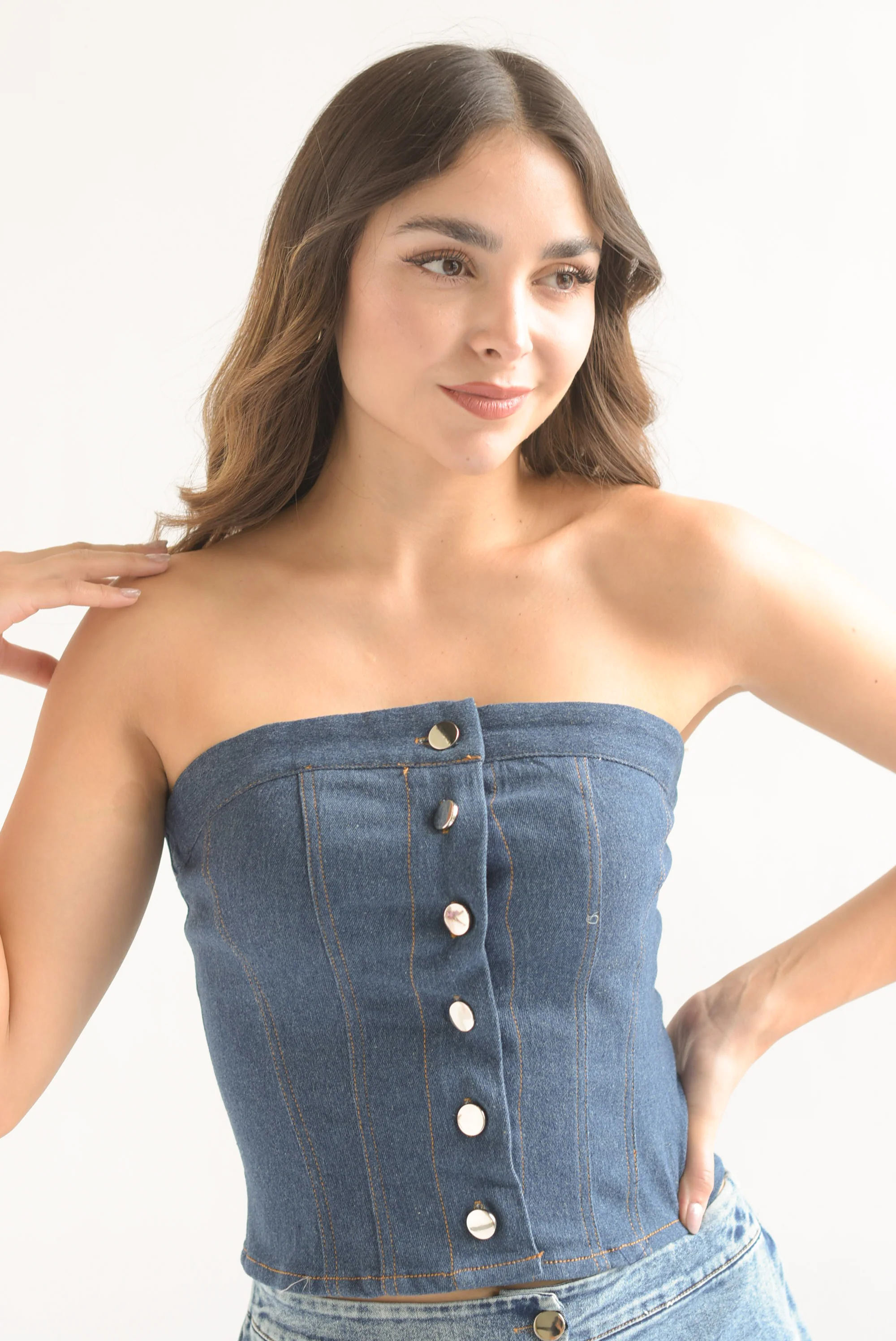 Top strapless Denim Dark