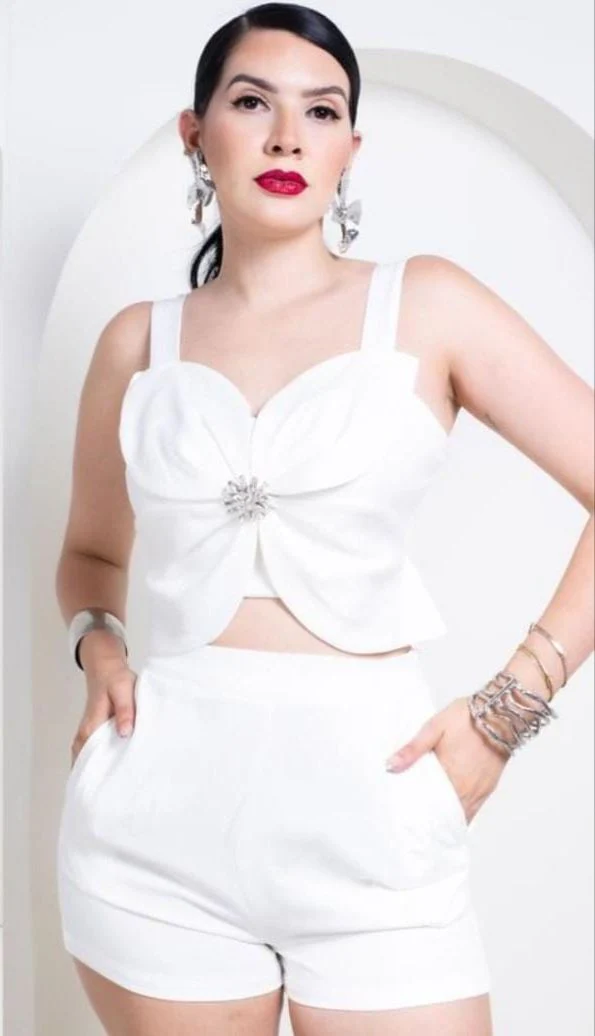 Set Short y Top Flor Blanco