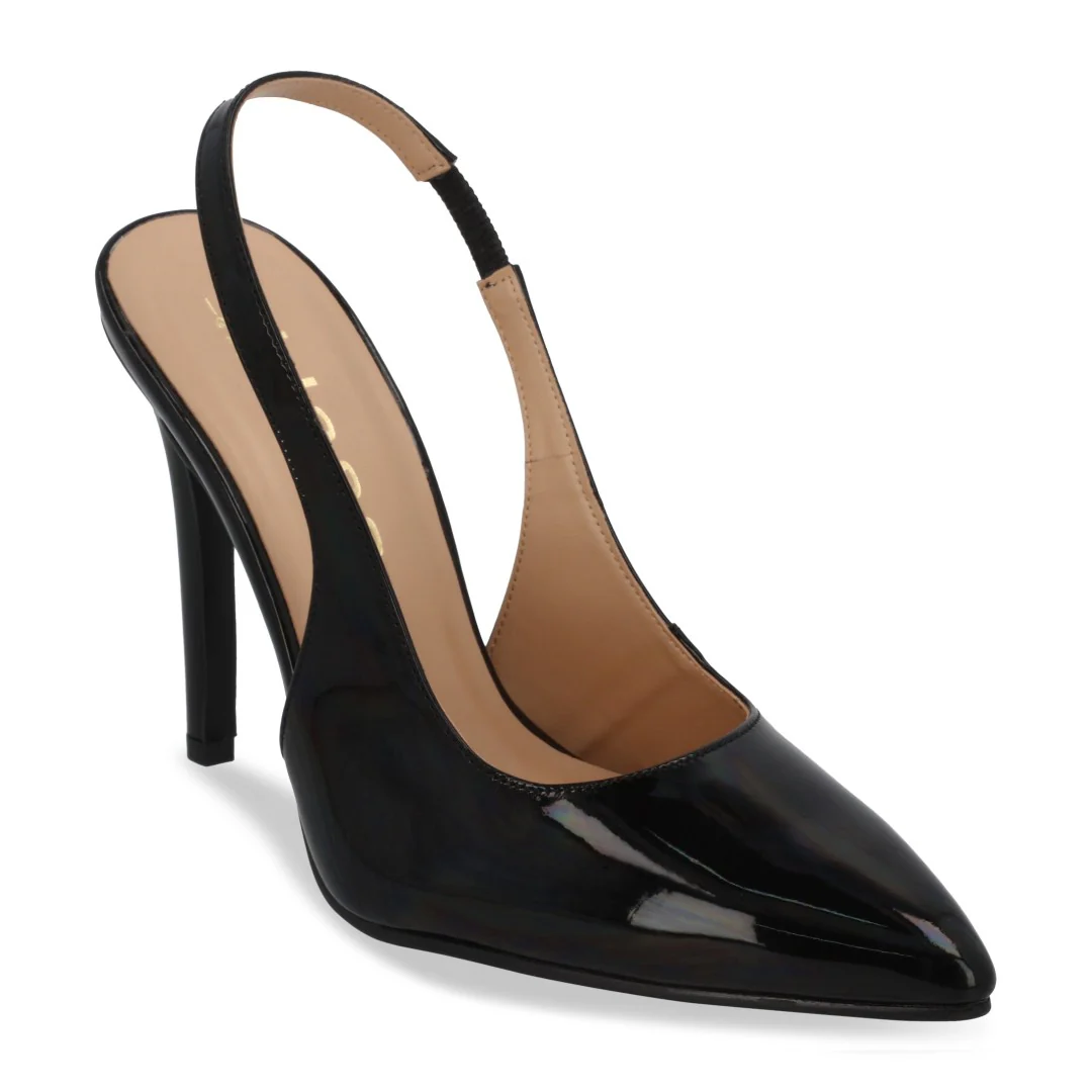 ZAPATILLA DE TACÓN BEIGE Y NEGRO ACABADO CHAROL 04741