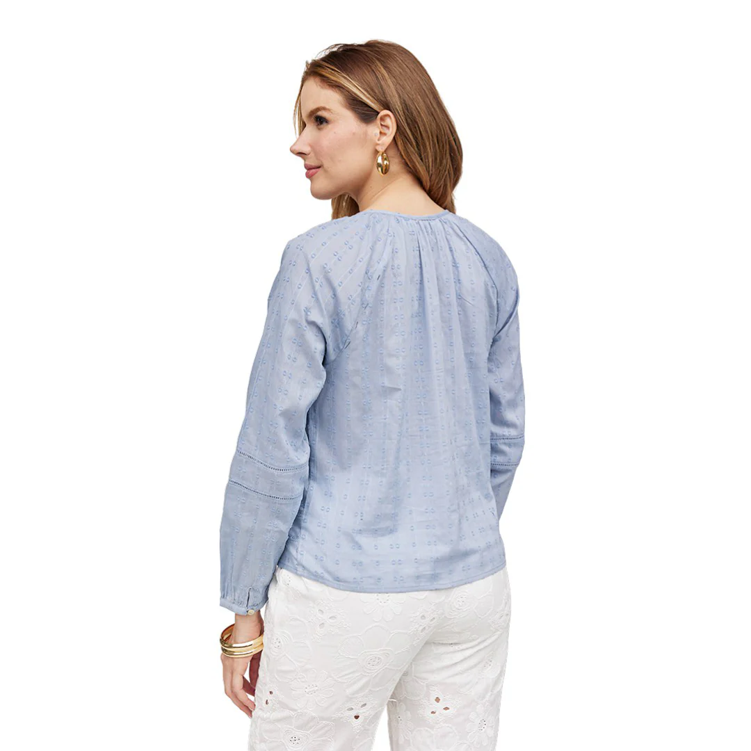 BLUSA MANGA LARGA BORDADA AZUL 92139