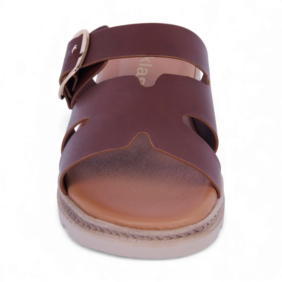 DÚO 445 SANDALIAS DE PISO BLANCO Y CAFÉ CON TIRAS 40638