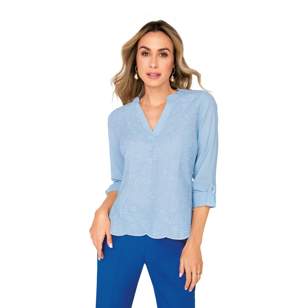 BLUSA AZUL BORDADA 99953