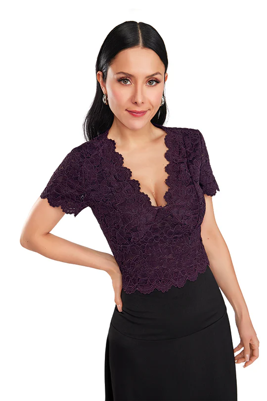 BLUSA DE ENCAJE MORADO 90372