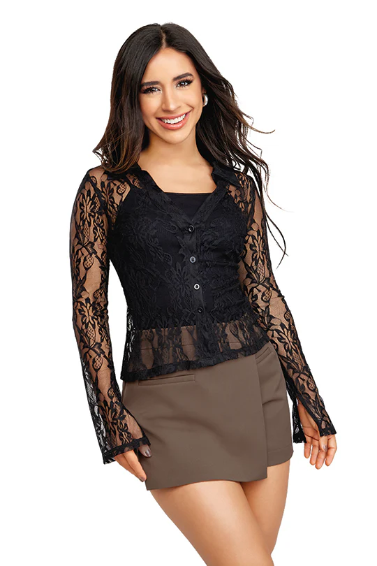 BLUSA CON ENCAJE NEGRO 99724