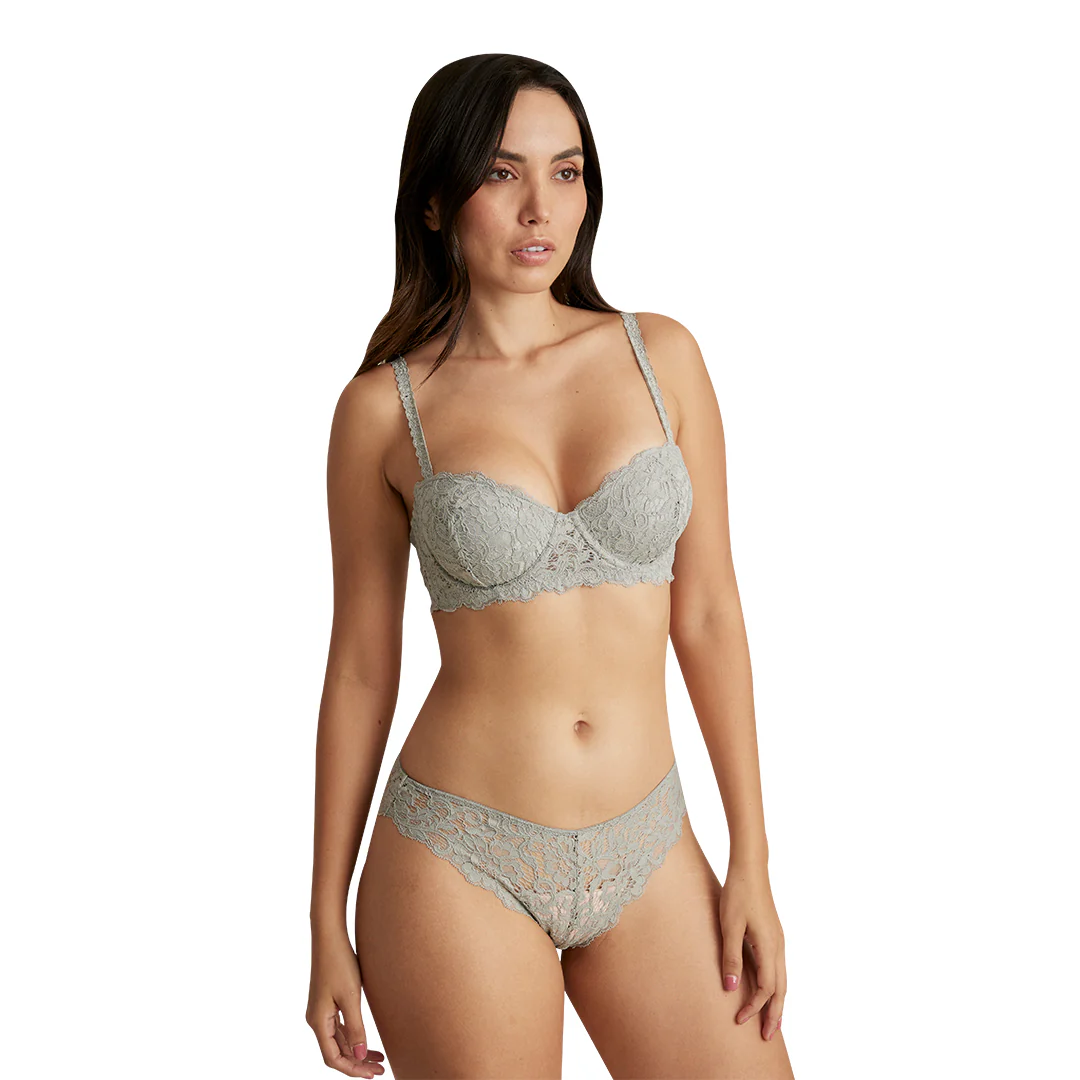BRASSIERE GRIS DE ENCAJE BORDADO 82081
