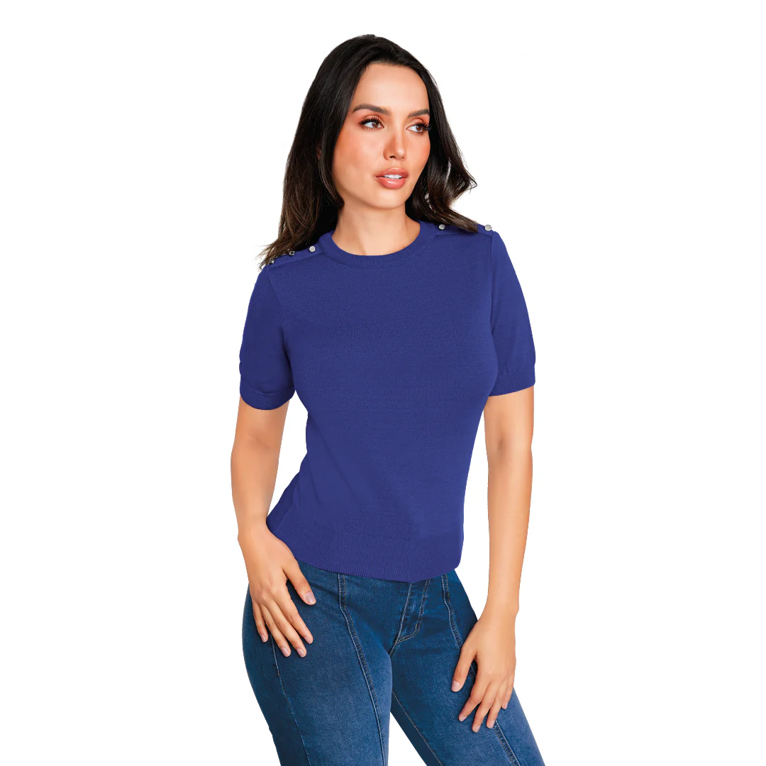 BLUSA AZUL BOTONES 31818