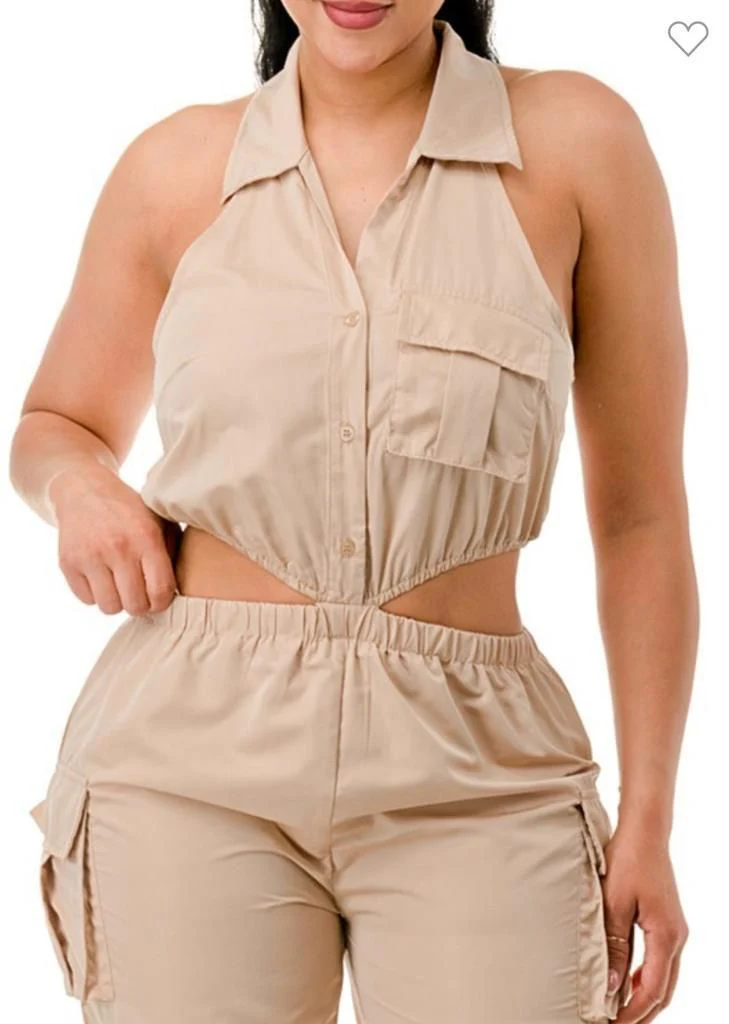 Jumpsuit cargo cut-out Kaki