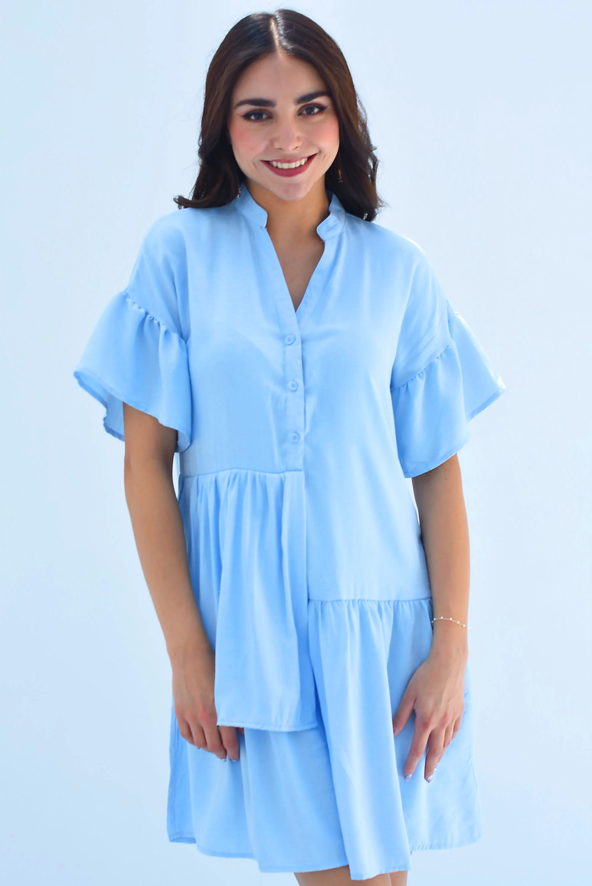 Vestido olanes asimétricos Azul baby