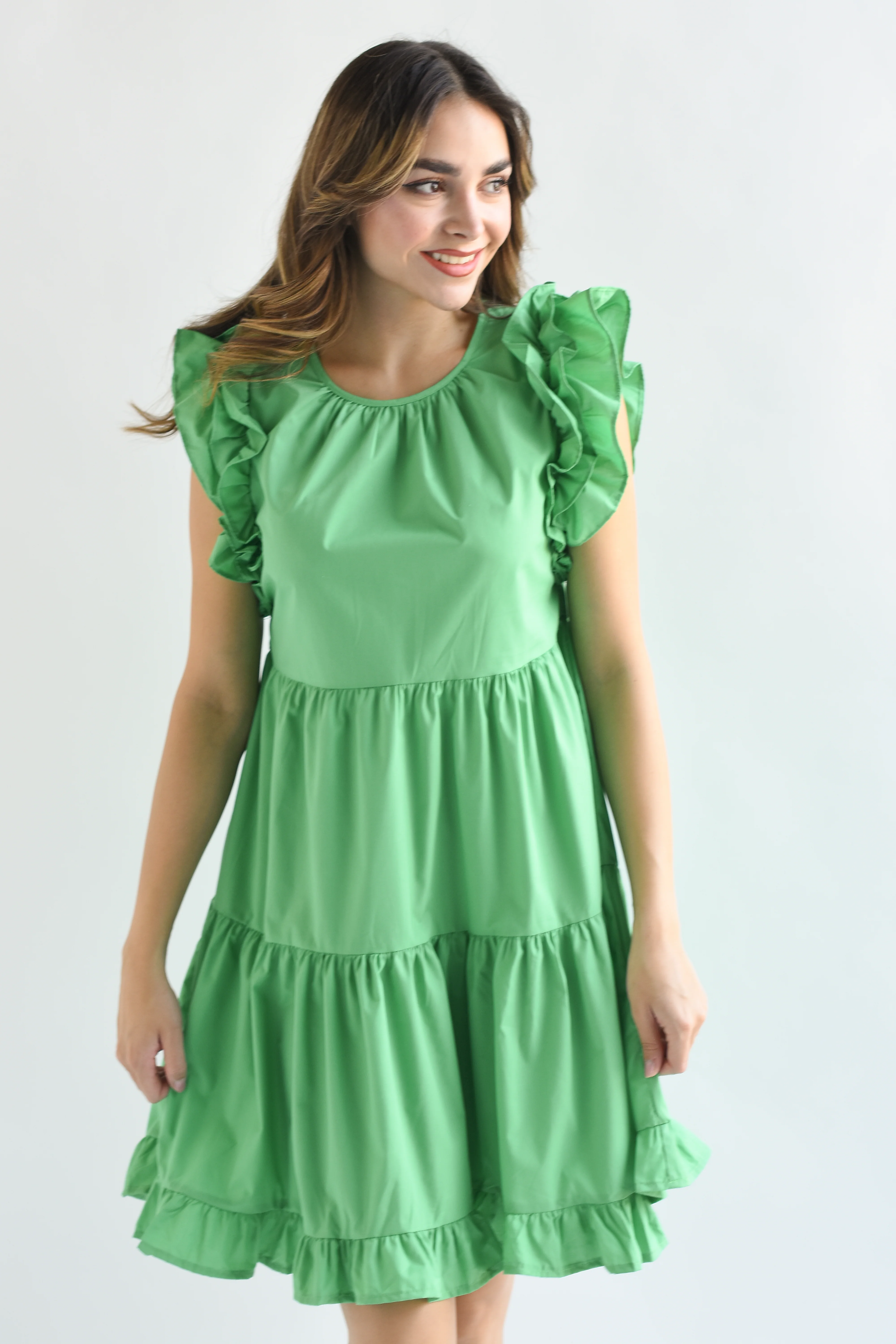 Vestido corto olanes Verde