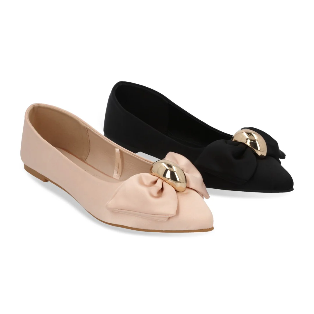 BALERINA CASUAL ROSA Y NEGRO CON MOÑO DUO 640