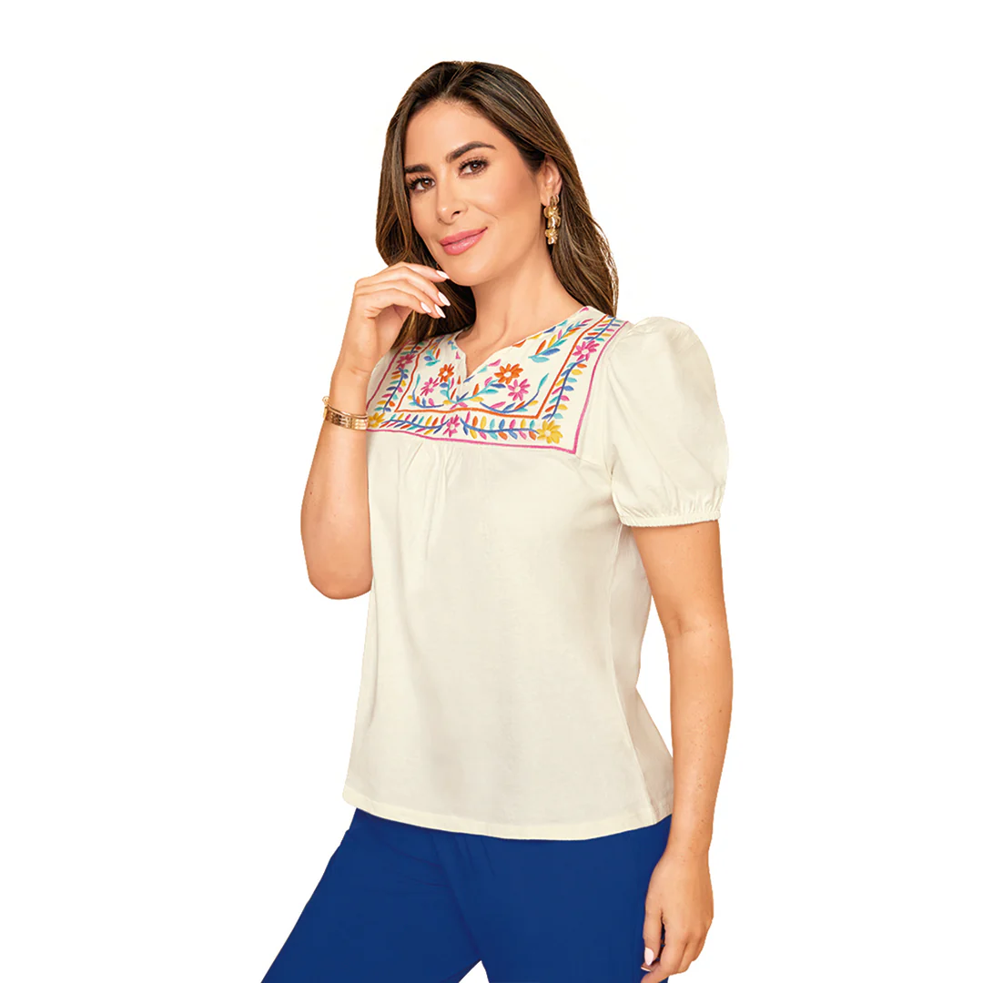 BLUSA IVORY BORDADA 90664