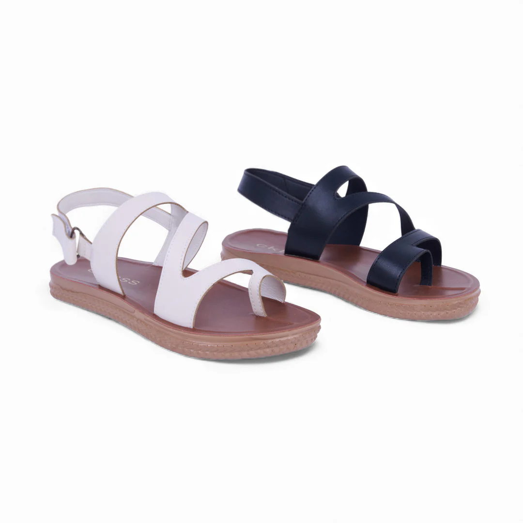 DÚO 479 SANDALIAS DE PISO NEGRO Y HUESO CON TIRAS 56320